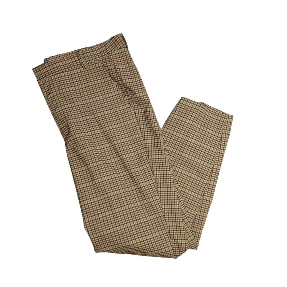 Inwear Copenhagen 1969 Tan Orange Yellow Black Plaid Preppy Academia Ankle Pants